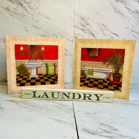 LIKE NEW Shelf Wall Bathroom and Laundry Canvas Painting Art - Picture 1 of 2
